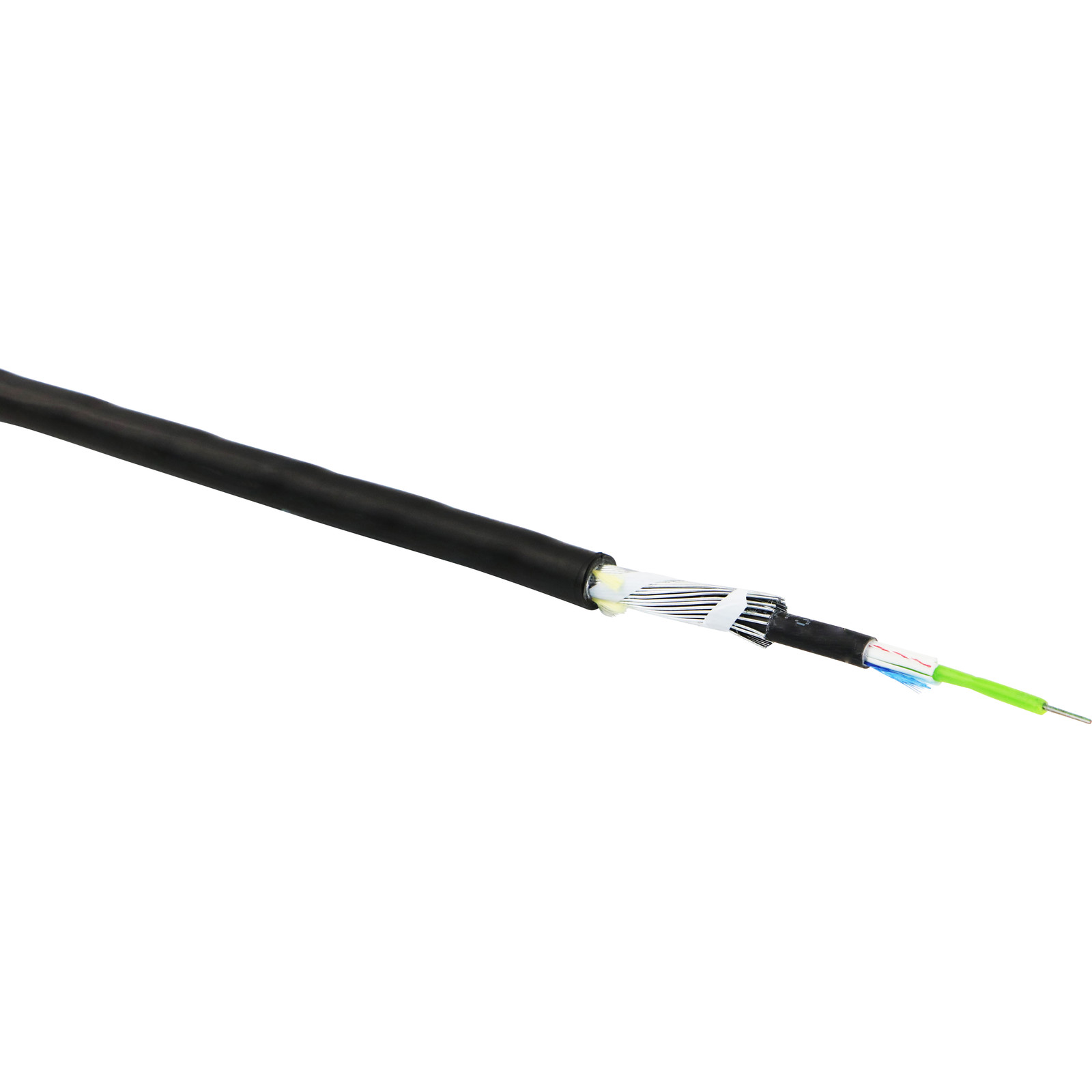 Câble fibre optique structure libre armée acier SWA protection ani-rongeurs - gaine extérieure noire - 4 brins- OM1