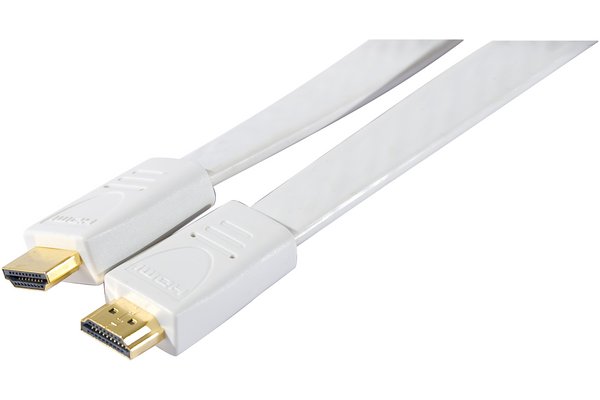 Cordon HDMI haute vitesse plat blanc - 1,8m