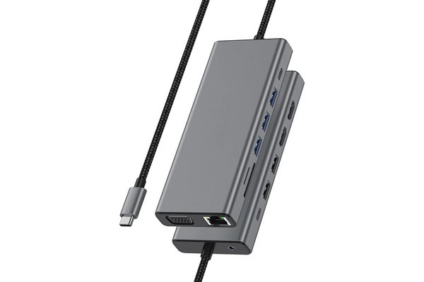 DACOMEX Hub mobile USB-C 14 en 1 MiniDock triple écran MST