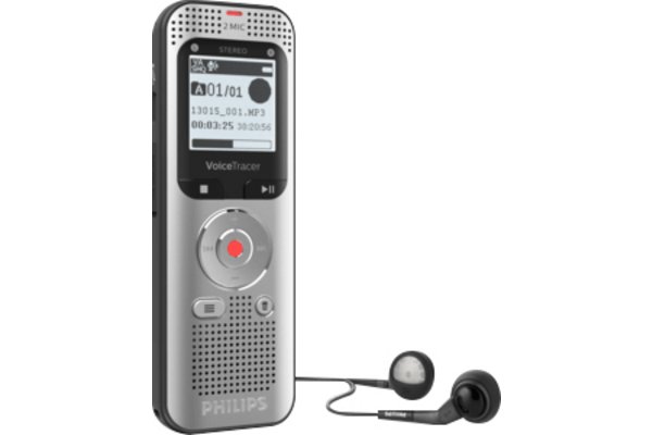PHILIPS DVT2050: 8Go stéréo, MP3 et PCM, batterie rech, entrée Micro SD, radio