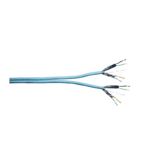 Double-câble à paire torsadée et blindée en S U/FTP LSOH - Catégorie 6A - 500m - Gaine aqua